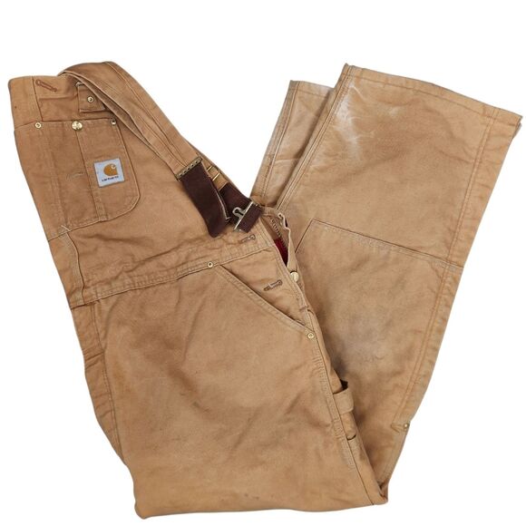 Carhartt Mens Vintage 2003 Quilted Lined Zip Leg Coveralls Work Bib 50x30 - Picture 1 of 12